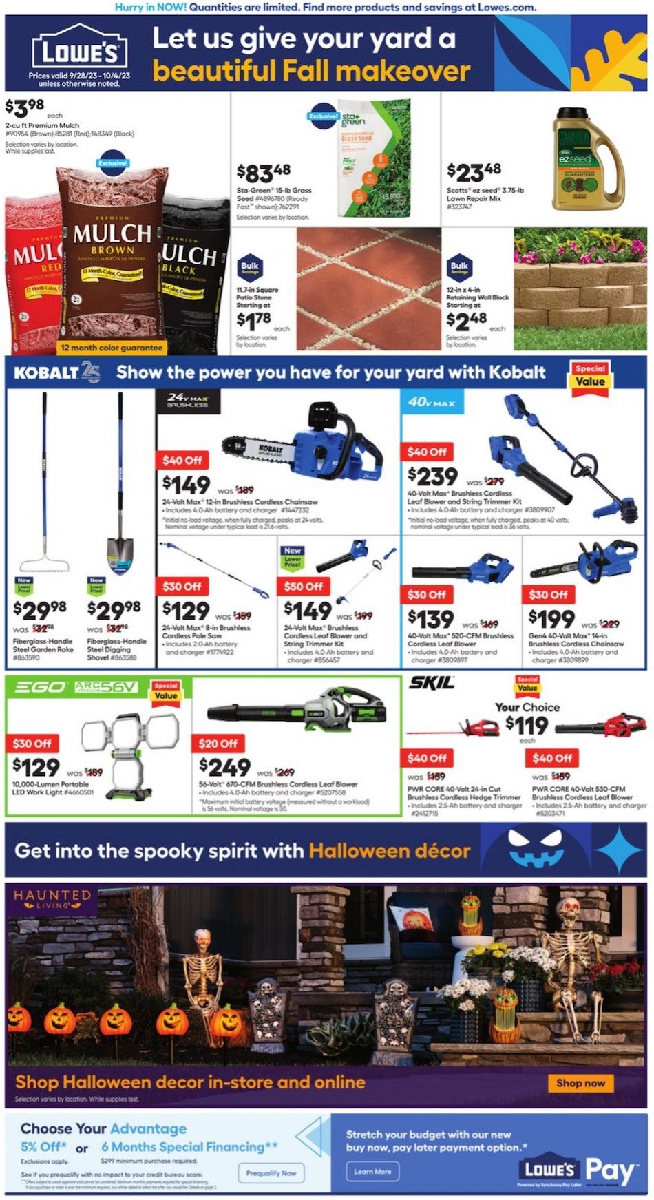 Lowe's Weekly Ad Sep 28 - Oct 4, 2023 page 1