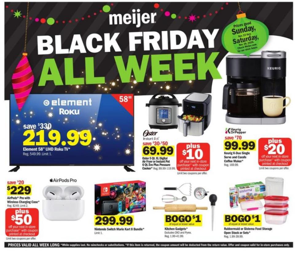 Meijer Black Friday Ad Nov 22 - 28, 2020 page 1