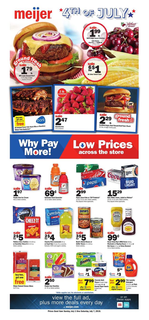 Meijer Weekly Ad Jul 1 - 7, 2018 page 1