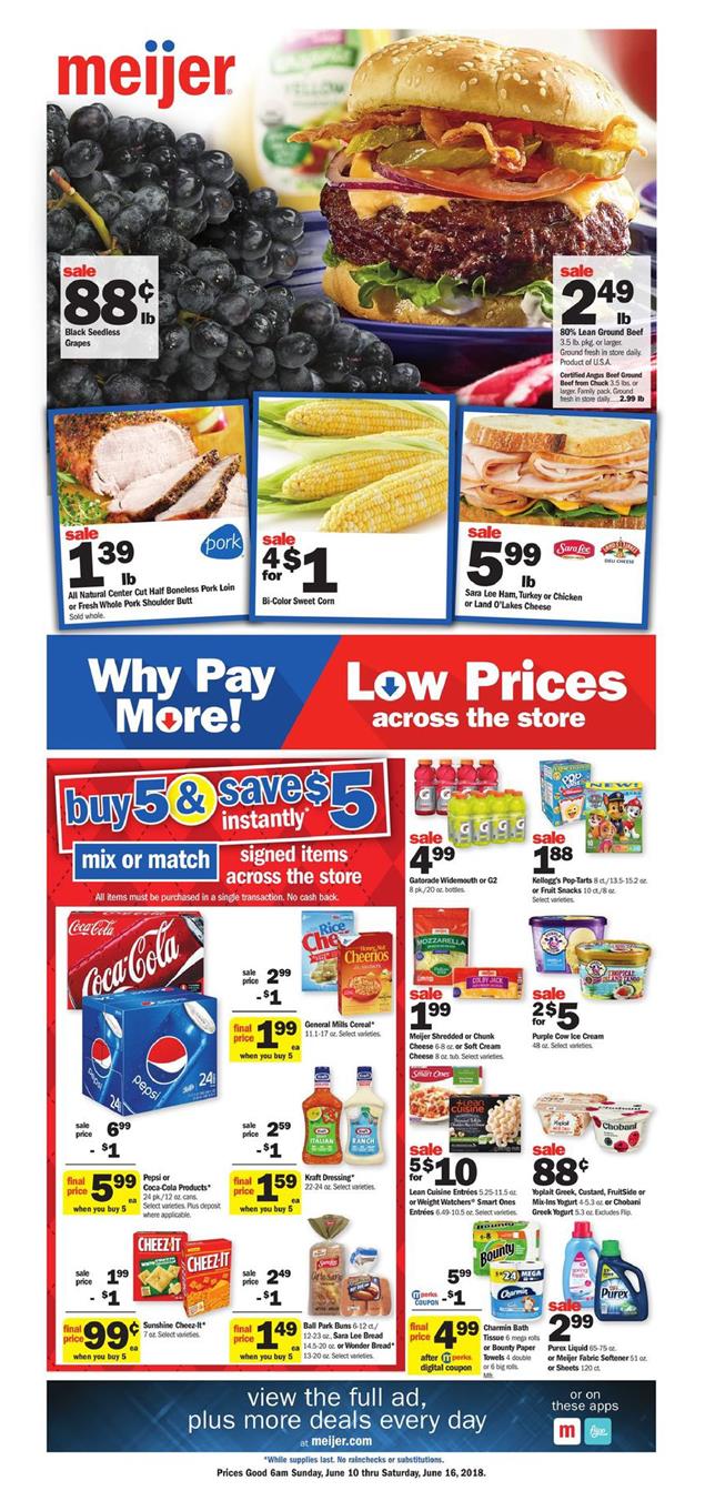Meijer Weekly Ad Jun 10 - 16, 2018 page 1