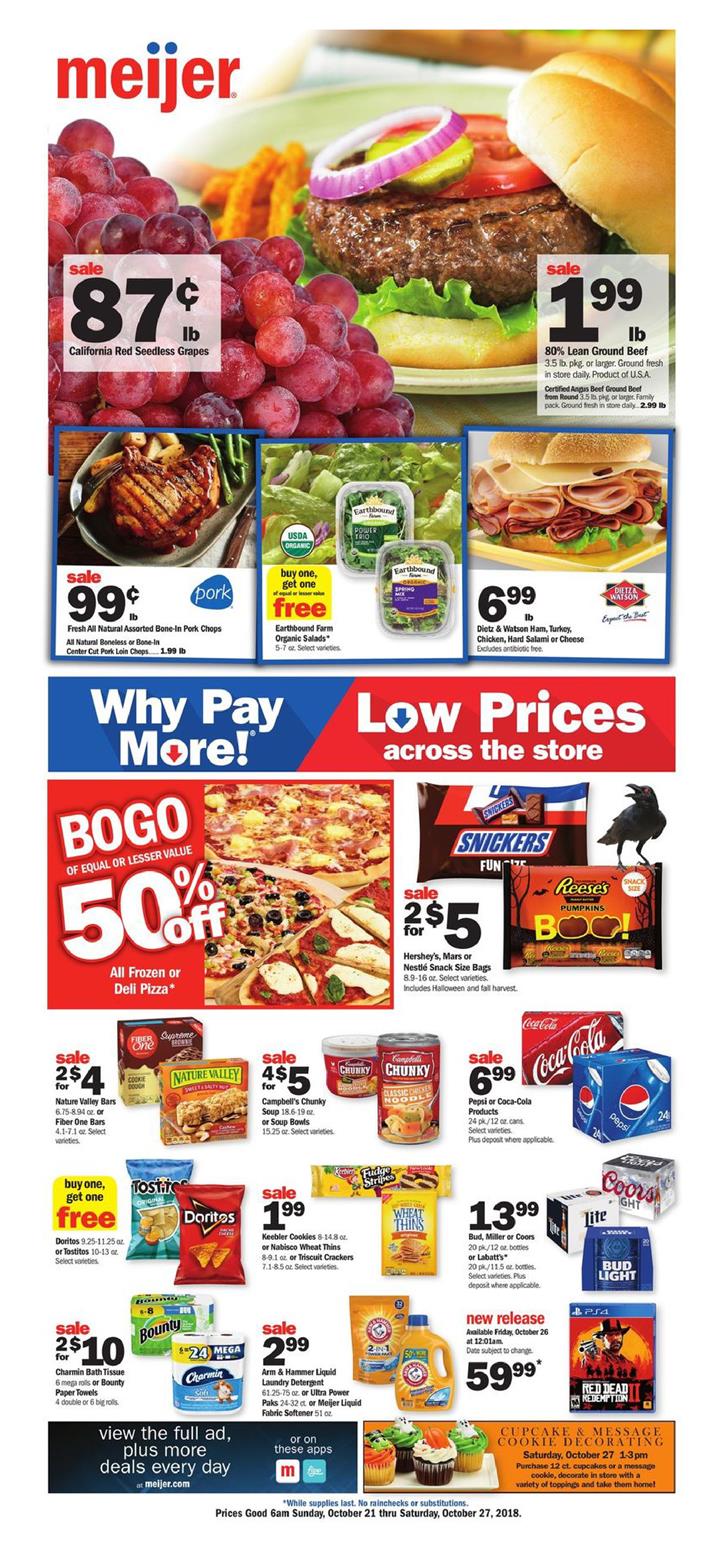 Meijer Weekly Ad Oct 21 - 27, 2018 page 1