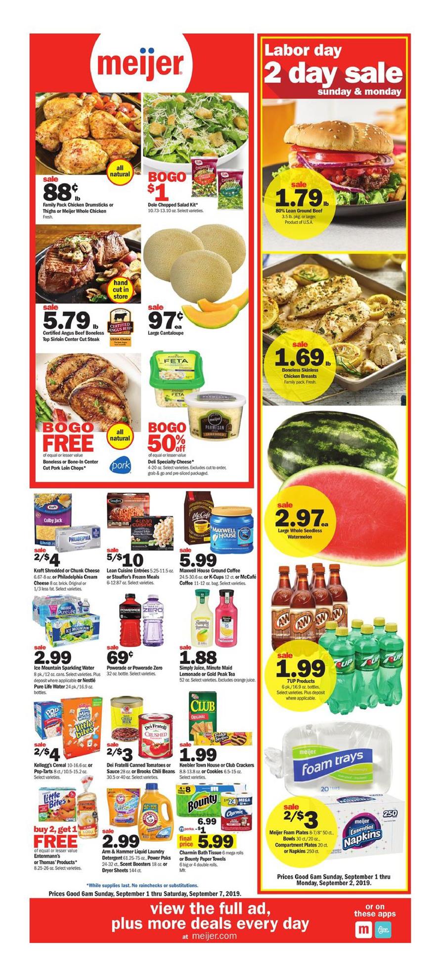Meijer Weekly Ad Sep 1 - 7, 2019 page 1