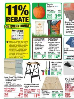 Menards 11% Rebate* Sale September 16 - 27, 2026