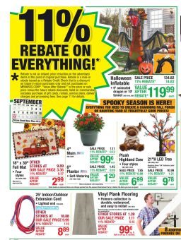 Menards 11% Rebate* Sale September 2 - 13, 2026