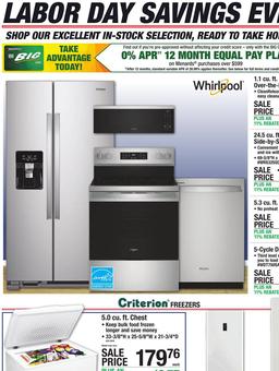 Menards Ad Appliance Event August 26 - September 7, 2026