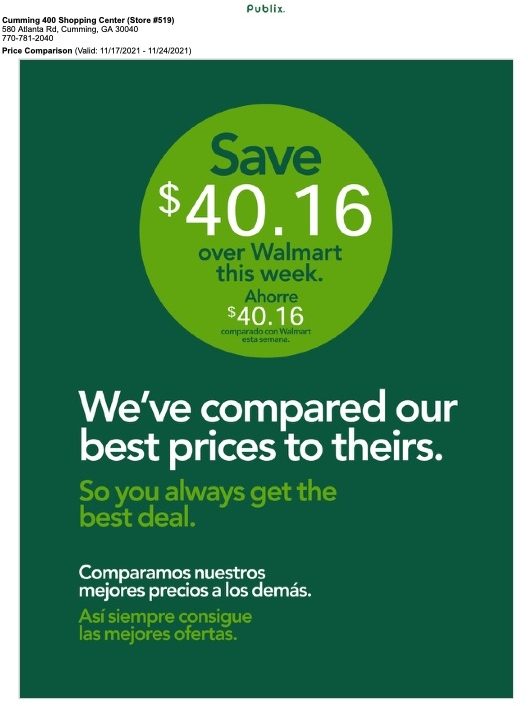 Publix Price Comparison Nov 17 24, 2021 WeeklyAds2