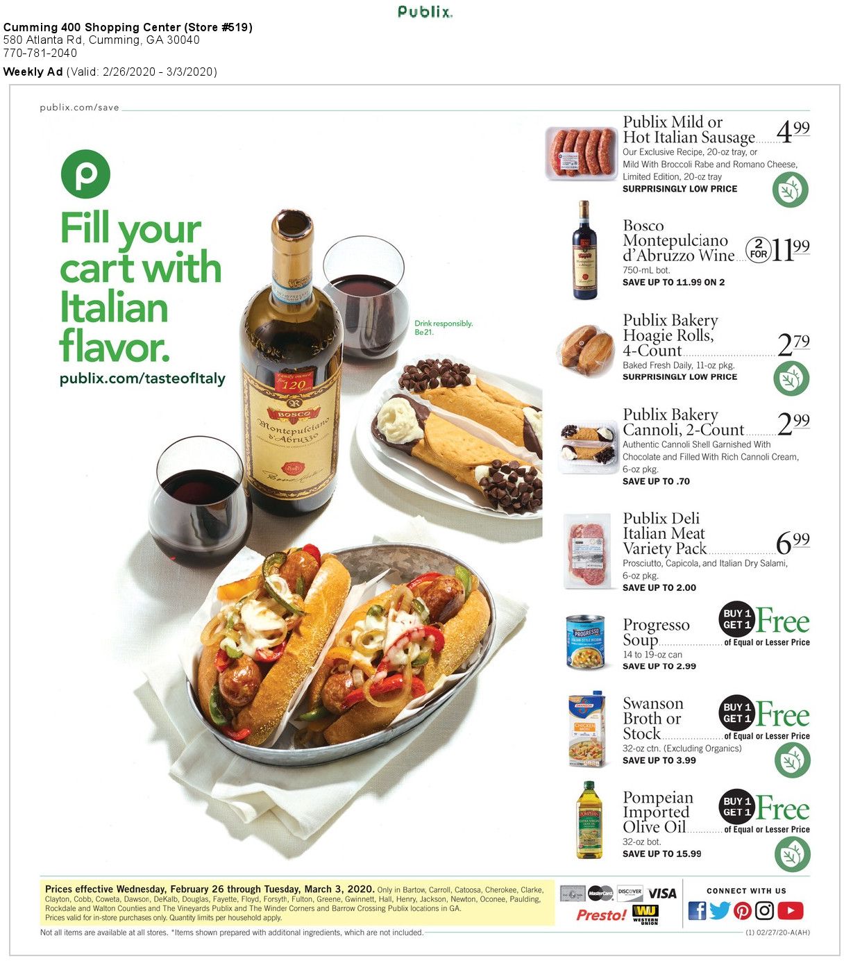 Publix Weekly Ad Feb 26 - Mar 3, 2020 page 1