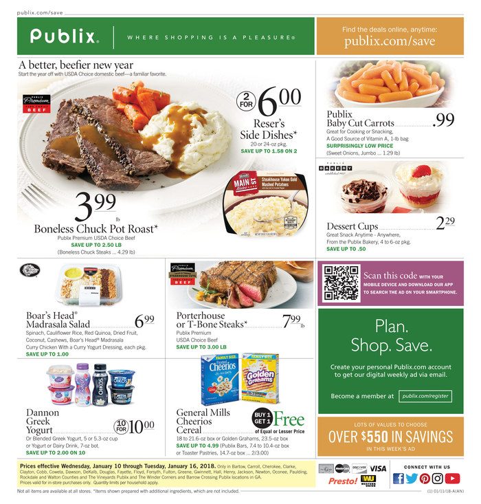 Publix Weekly Ad January 10 - 16, 2018 page 1