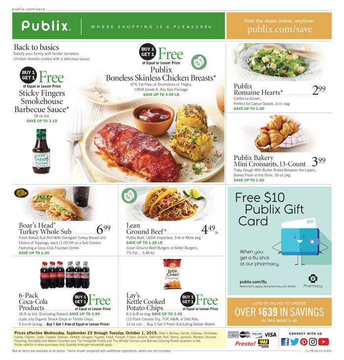 Publix Weekly Ad Sep 25 - Oct 1, 2019 page 1