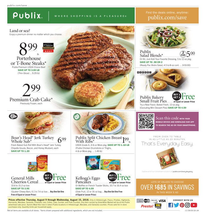 Publix Weekly Ad Aug 8 - 14, 2018 page 1