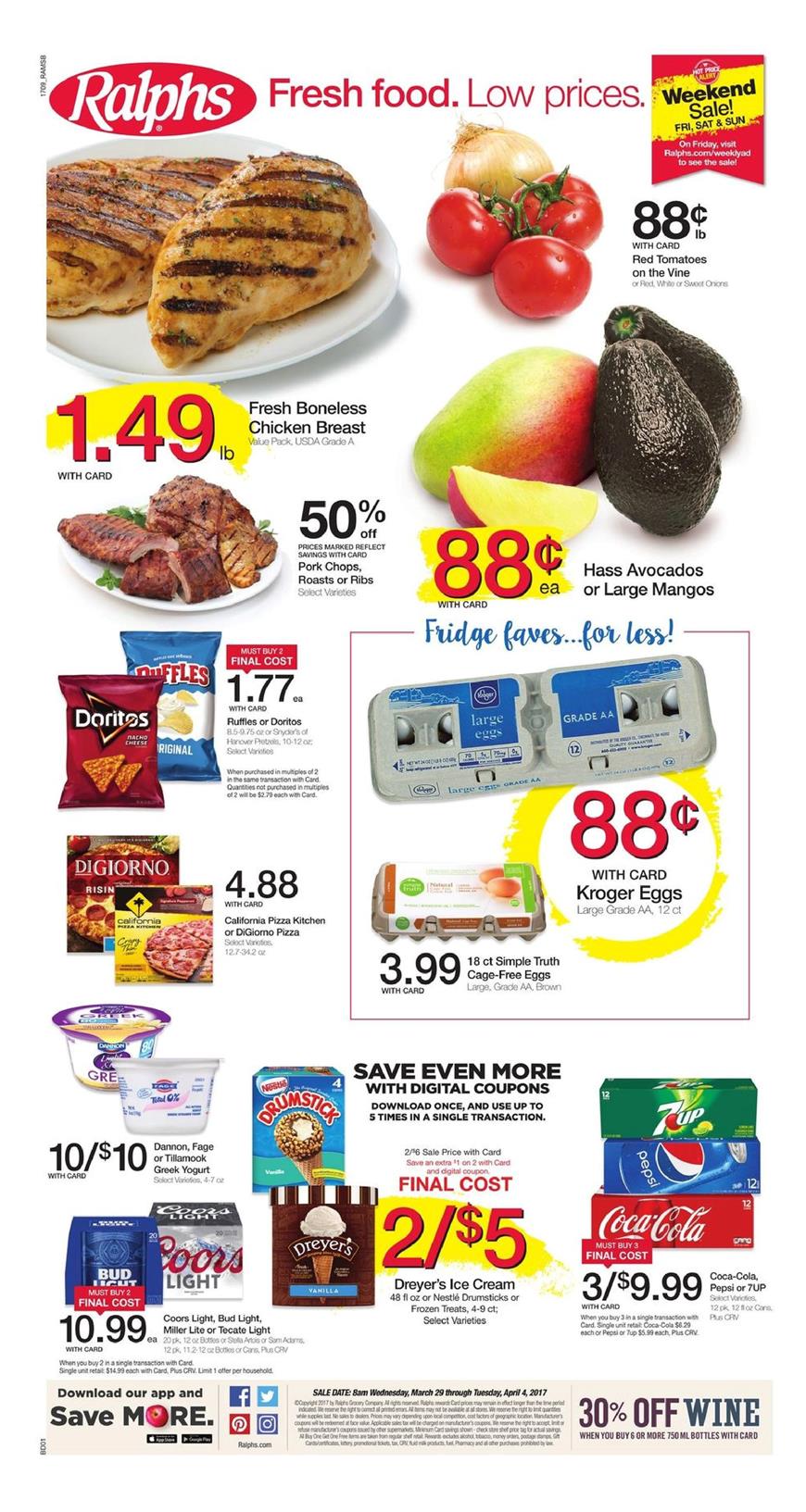 Ralphs Weekly Ad Mar 29 - Apr 4 2017 page 1