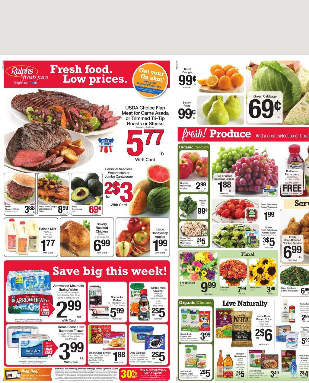 Ralphs Weekly Ad Sep 16 - Sep 23 2015 page 1