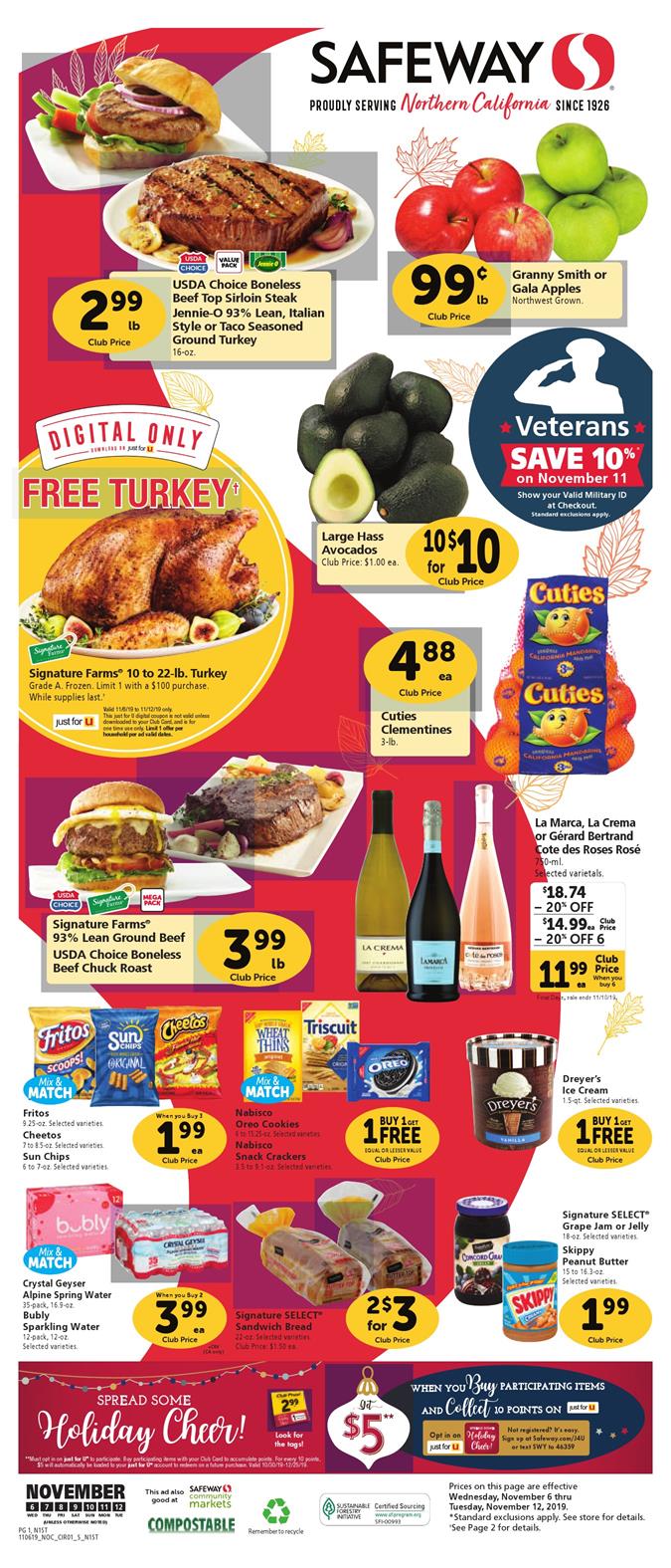 Safeway Weekly Ad Nov 6 - 12, 2019 page 1