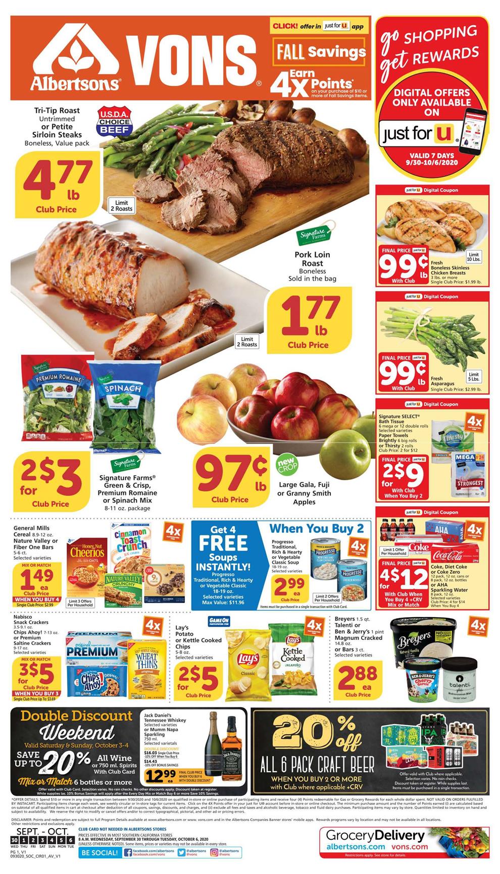 Vons Weekly Ad Sep 30 - Oct 6, 2020 - WeeklyAds2