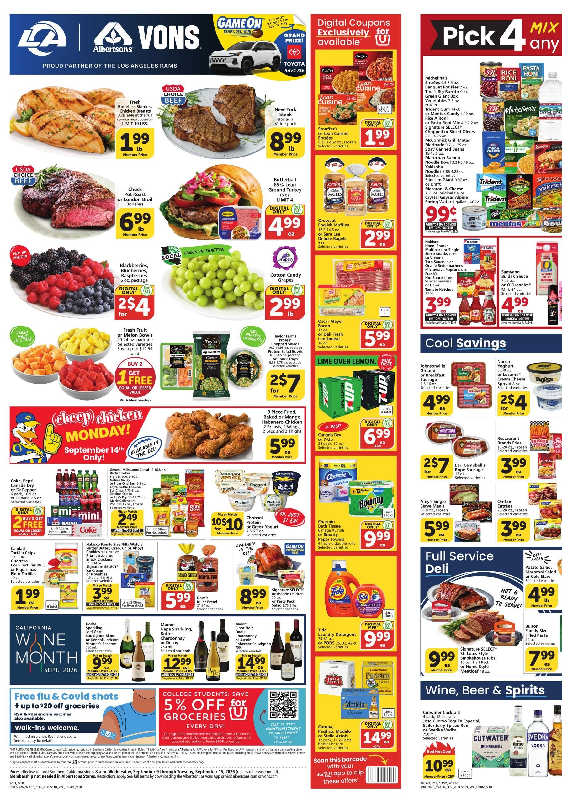 Vons Weekly Ad September 9 - 15, 2026 page 1