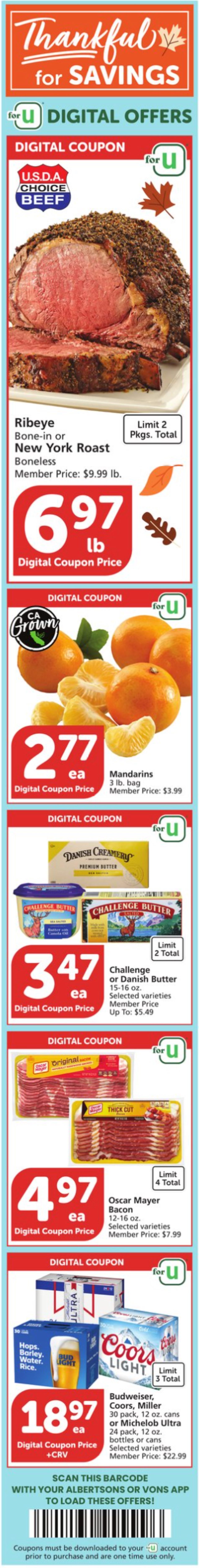 Vons Weekly Ad Thanksgiving Nov 16 24, 2022 WeeklyAds2