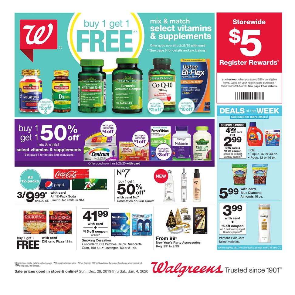 Walgreens Weekly Ad Dec 29 2019 - Jan 4, 2020 page 1