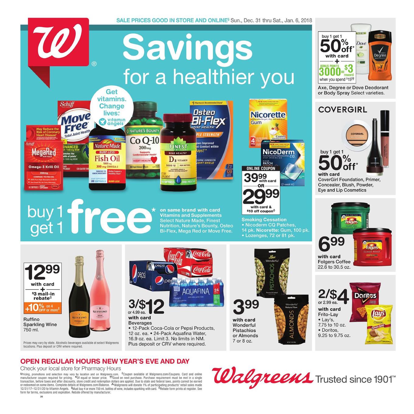 Walgreens Weekly Ad Dec 31 17 - Jan 6 18 page 1