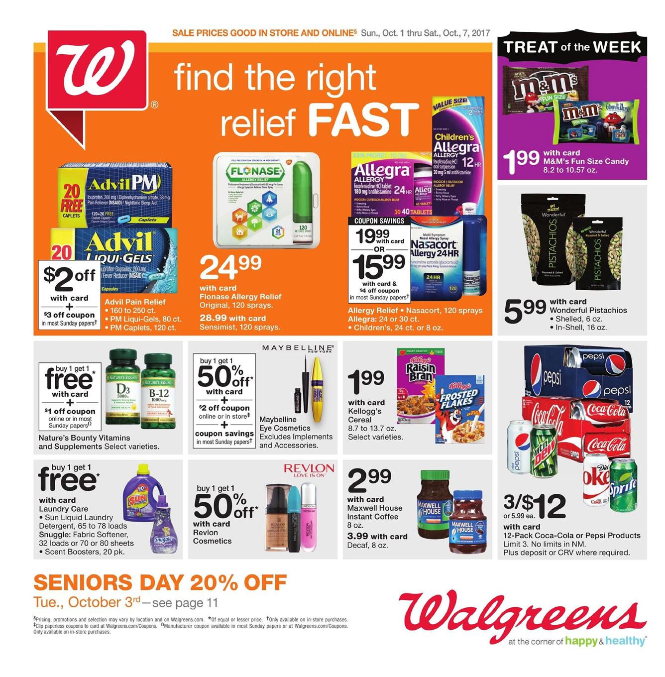 Walgreens Weekly Ad Oct 1 - 7 2017 page 1