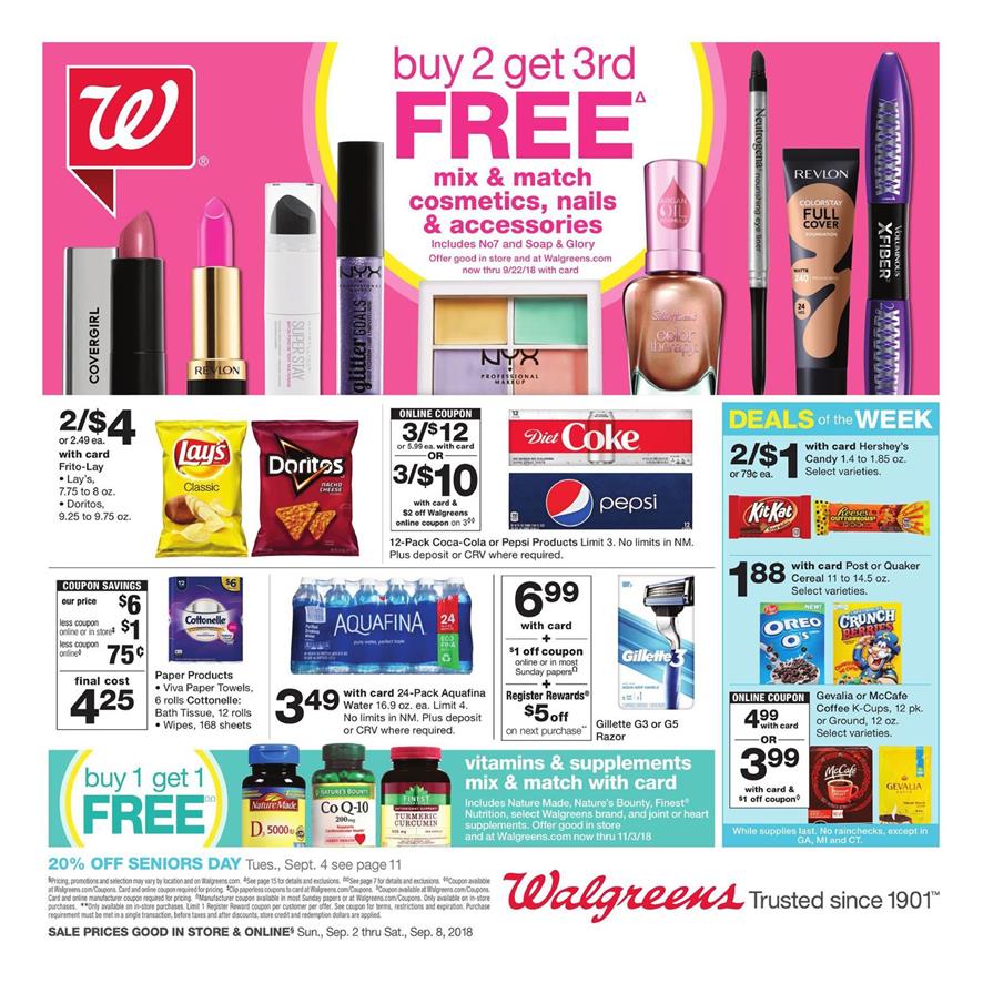 Walgreens Weekly Ad Sep 2 - 8, 2018 page 1