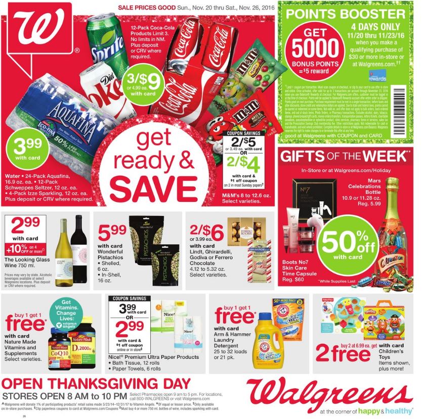 Walgreens Weekly Ad Thanksgiving Nov 20 - 26 2016 page 1