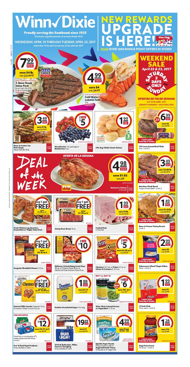 Winn Dixie Weekly Ad April 19 - 25 2017 page 1