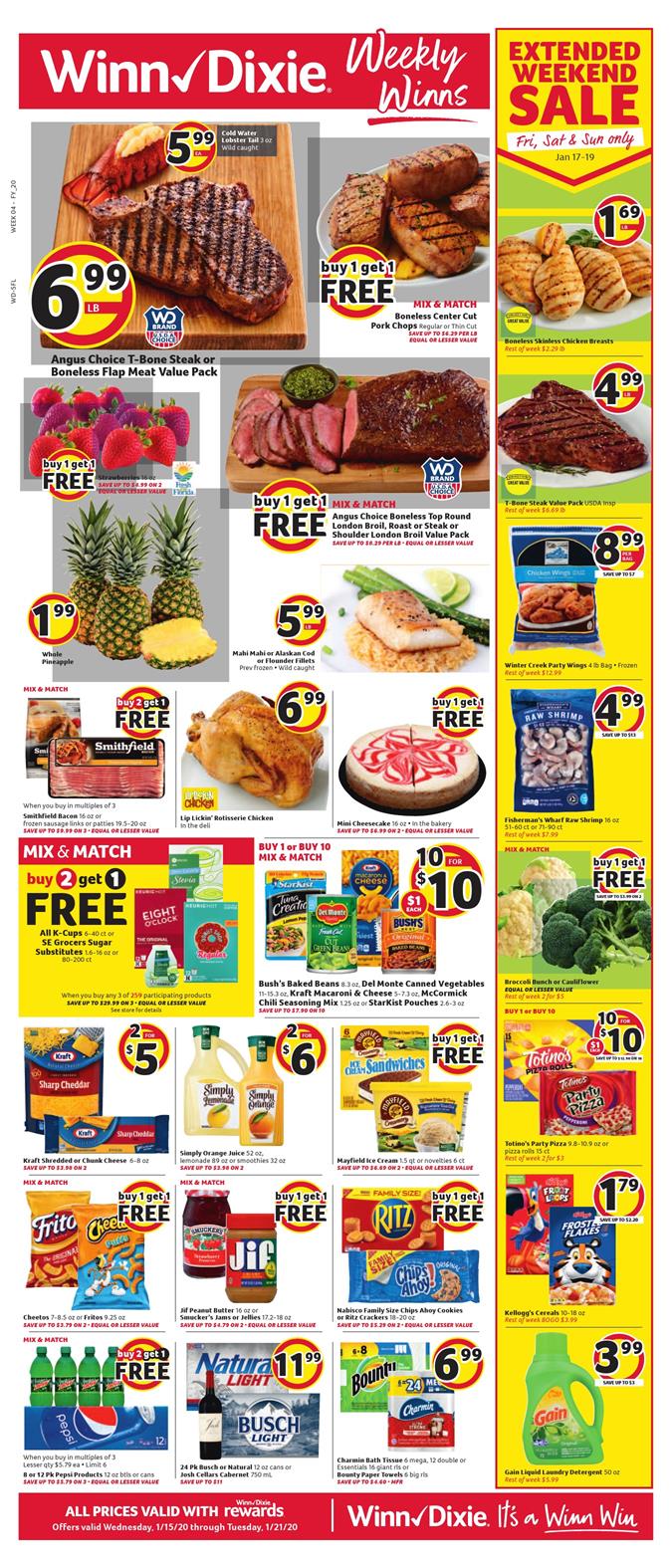 Winn Dixie Weekly Ad Jan 15 - 21, 2020 page 1