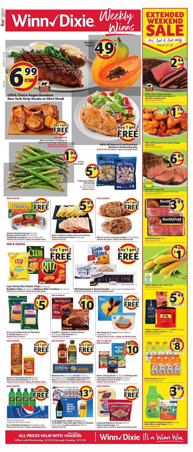 Winn Dixie Weekly Ad Mar 25 - 31, 2020 page 1