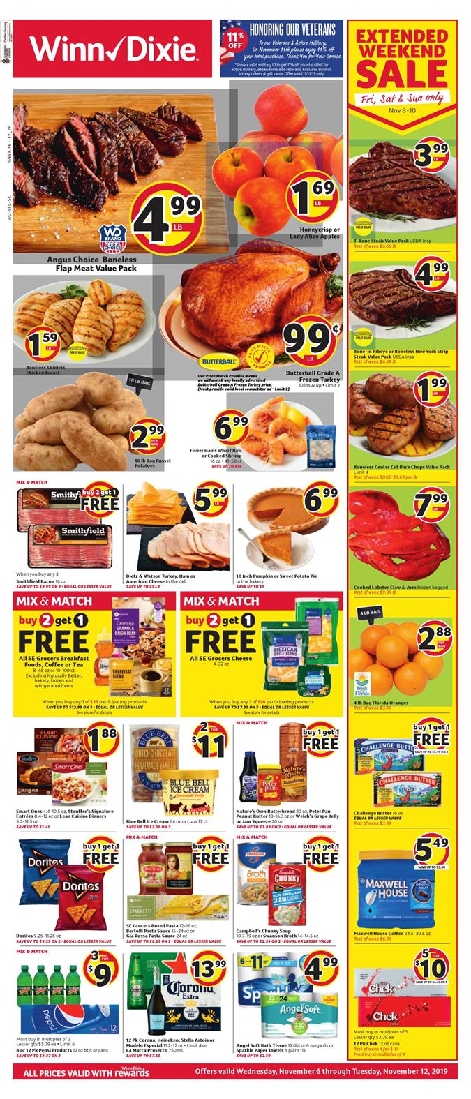 Winn Dixie Ad Nov 6 - 12, 2019 page 1
