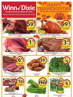 Winn Dixie Weekly Ad Thanksgiving Nov 16–24 2016