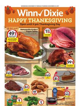 Winn Dixie Weekly Ad Thanksgiving November 15 - 23, 2017